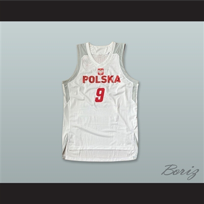 Mateusz Ponitka 9 Polska Poland White Basketball Jersey