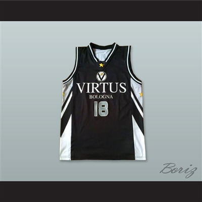 Matjaz Smodis 18 Virtus Bologna Italy Black Basketball Jersey