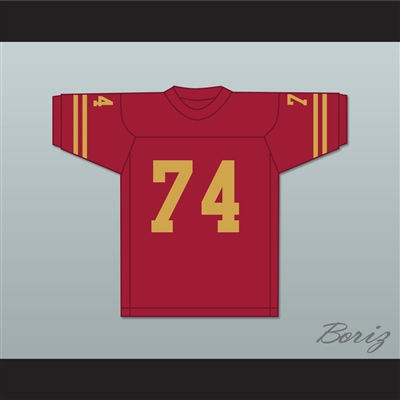 Merlin Olsen 74 Logan High School Grizzlies Crimson Red Football Jersey 1