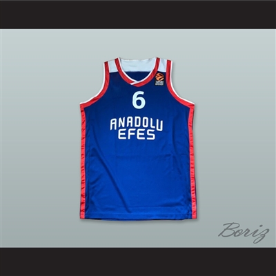 Metecan Birsen 6 Anadolu Efes SK Istanbul Turkey Blue Basketball Jersey