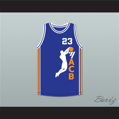 Michael Jordan 23 ACB 1990 Barcelona Exhibition Game Blue Basketball Jersey 2