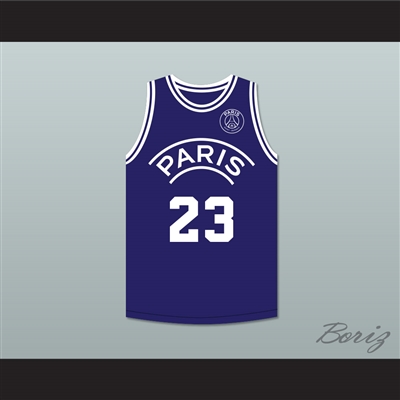 Michael Jordan 23 Paris Saint-Germain F.C. Blue Basketball Jersey with Patch