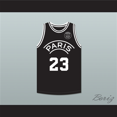 Michael Jordan 23 Paris Saint-Germain F.C. Black Basketball Jersey with Patch