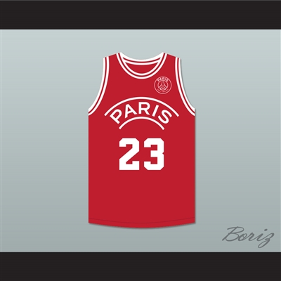Michael Jordan 23 Paris Saint-Germain F.C. Red Basketball Jersey with Patch