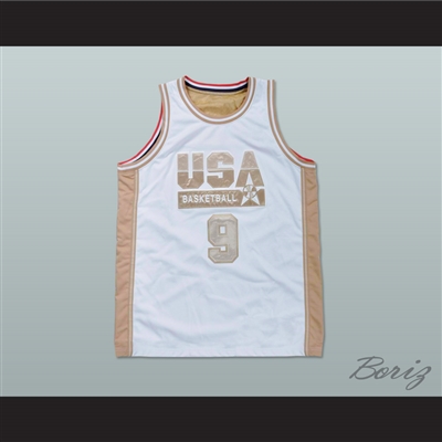 Michael Jordan USA White and Gold Basketball Jersey