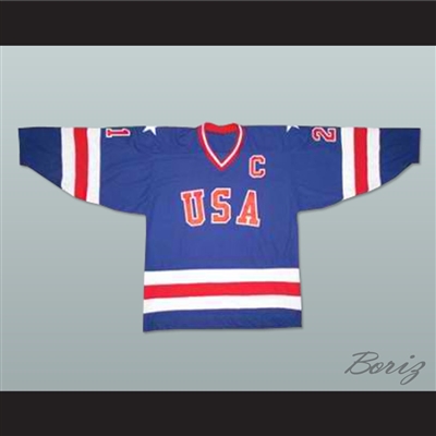 Mike Eruzione 21 Team USA Blue Hockey Jersey