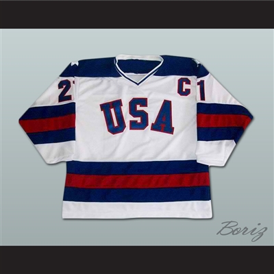Mike Eruzione 21 Team USA White Hockey Jersey