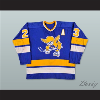 WHA 1974-75 Minnesota Fighting Saints Mike McMahon 23 Away Hockey Jersey