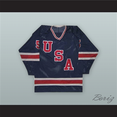 Mike Ramsey 5 1980 USA National Team Dark Blue Hockey Jersey