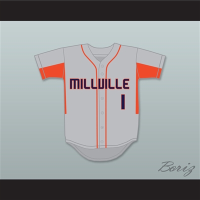 Mike Trout 1 Millville Senior High School Thunderbolts Gray Baseball Jersey 3