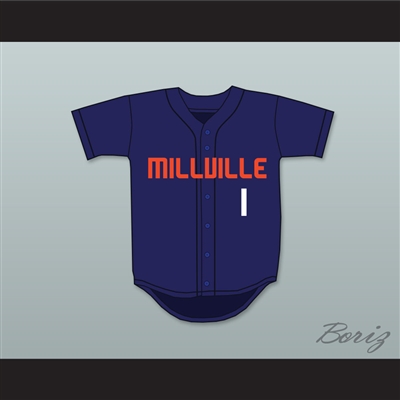 Mike Trout 1 Millville Senior High School Thunderbolts Navy Blue Baseball Jersey 1