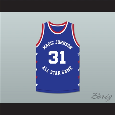 Reggie Miller 31 Magic Johnson All Star Game Blue Basketball Jersey 1988 Midsummer Night's Magic Charity Event