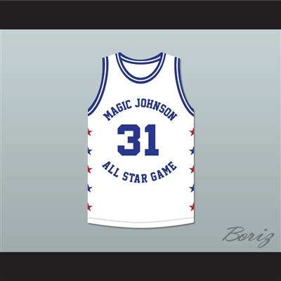 Reggie Miller 31 Magic Johnson All Star Game White Basketball Jersey 1990 Midsummer Night's Magic Charity Event
