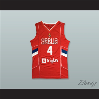 Milos Teodosic 4 Serbia Red Basketball Jersey