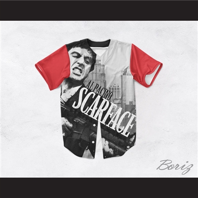 Al Pacino Tony Montana 8 Scarface Cityscape Baseball Jersey