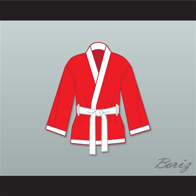 Muhammad Ali Red and White Satin Half Boxing Robe