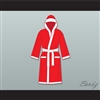 Muhammad Ali Red and White Satin Full Boxing Robe with Hood