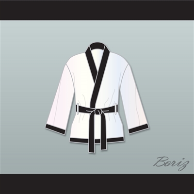 Muhammad Ali White and Black Satin Half Boxing Robe