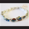 P Middleton Multi-colored Stones Inlay Bracelet Sterling Silver .925