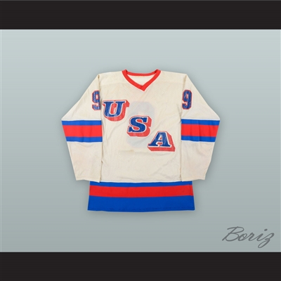 Neal Broten 9 Team USA White Hockey Jersey