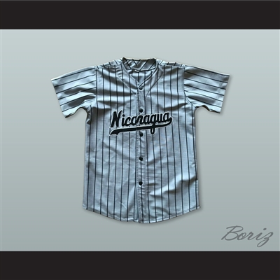 Nicaragua 12 Gray Pinstriped Baseball Jersey