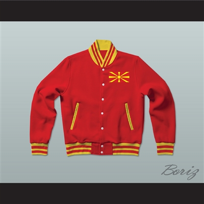 North Macedonia Varsity Letterman Jacket-Style Sweatshirt