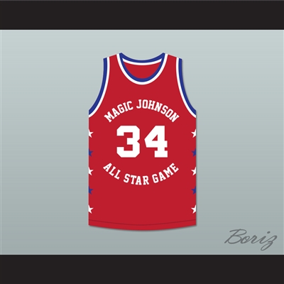 Charles Oakley 34 Magic Johnson All Star Game Red Basketball Jersey 1990 Midsummer Night's Magic Charity Event