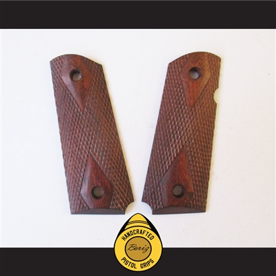 Boriz Handcrafted Pistol Grips 1911 Officer Merbau Redwood Checkered Diamond