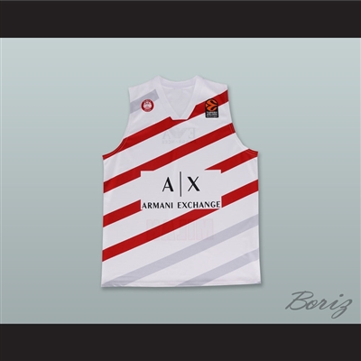 Olimpia Milano Milan Italy White Basketball Jersey