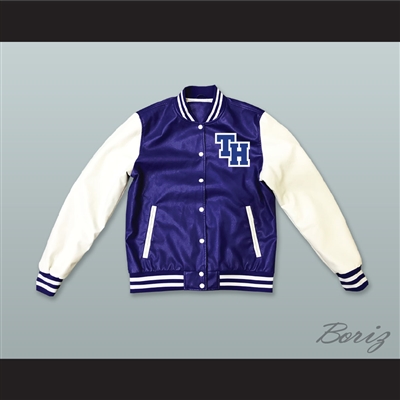One Tree Hill Ravens Blue and White Lab Leather Varsity Letterman Jacket