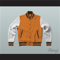 Orange, Black and White Varsity Letterman Jacket-Style Sweatshirt