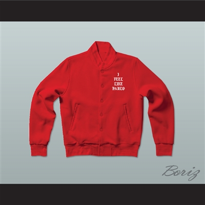 Pablo Escobar I Feel Like Pablo Red Varsity Letterman Jacket-Style Sweatshirt