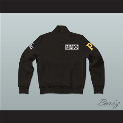 Public Enemy Black Varsity Letterman Jacket-Style Sweatshirt 2