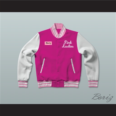 Marty Maraschino Pink Ladies Letterman Jacket-Style Sweatshirt