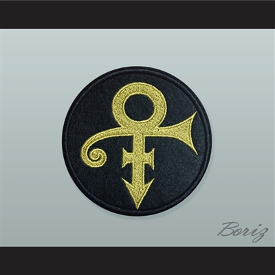 Set of 5 Prince Symbol Gold/Black Circle Embroidered Patches