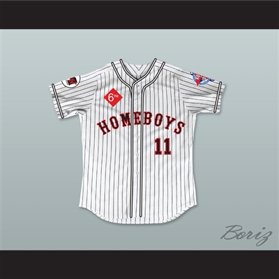 Pamela Anderson 11 Homeboys Pinstriped Baseball Jersey 6th Annual Rock N' Jock Softball Challenge 1995