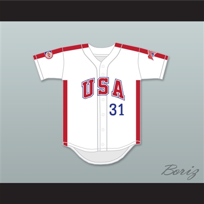 Pat Pacillo 31 1984 USA Team White Button Down Baseball Jersey