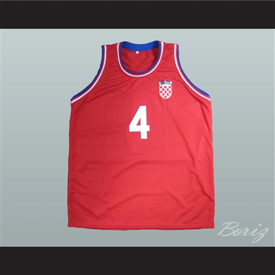 Drazen Petrovic 4 Croatia Red Basketball Jersey