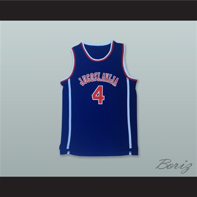 Drazen Petrovic 4 Jugoslavija Blue Basketball Jersey