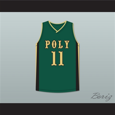 Peyton Watson 11 Long Beach Polytechnic High School Jackrabbits Green Basketball Jersey 2
