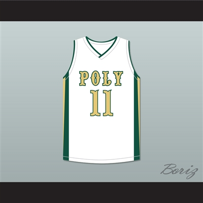Peyton Watson 11 Long Beach Polytechnic High School Jackrabbits White Basketball Jersey 2