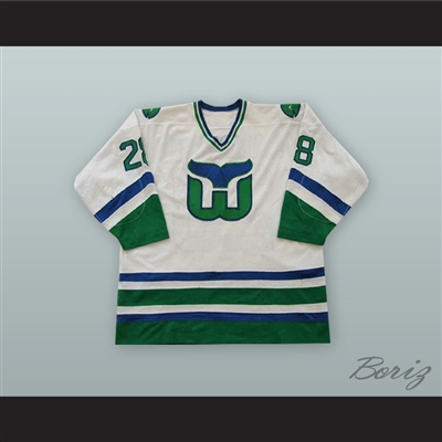 Pierre Larouche 28 Hartford Whalers White Hockey Jersey