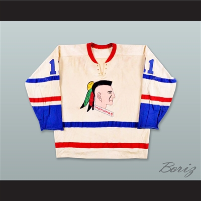 Player 11 Muskegon Mohawks White Tie Down Hockey Jersey