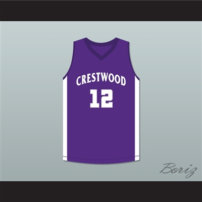 Player 12 Crestwood High School Knights Purple Basketball Jersey
