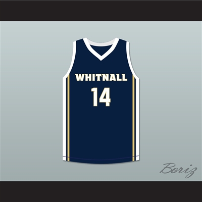 Player 14 Whitnall High School Falcons Navy Blue Basketball Jersey 2