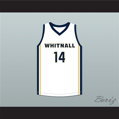 Player 14 Whitnall High School Falcons White Basketball Jersey 2