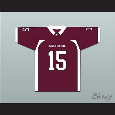 Player 15 Bristol Central Rams Maroon Football Jersey Version 2