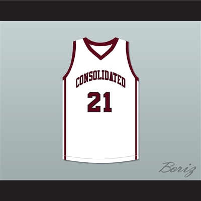 Player 21 A&M Consolidated High School Tigers White Basketball Jersey