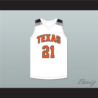 Player 21 Texas D1 Ambassadors AAU White Basketball Jersey 1