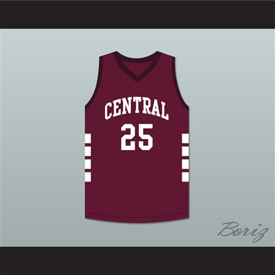 Player 25 Bristol Central Rams Maroon Basketball Jersey